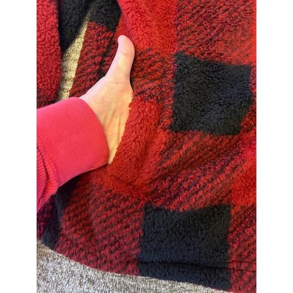 Harper Heritage Buffalo Plaid Sherpa Snap Close Shacket SZ M - Picture 9 of 11